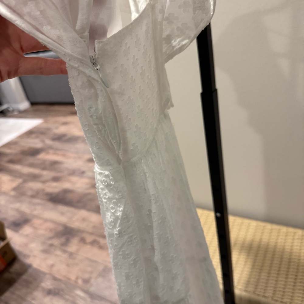 Madewell Tie-Back Flutter-Sleeve Tiered Midi Dress White NQ594 Size 0 - Picture 7 of 10